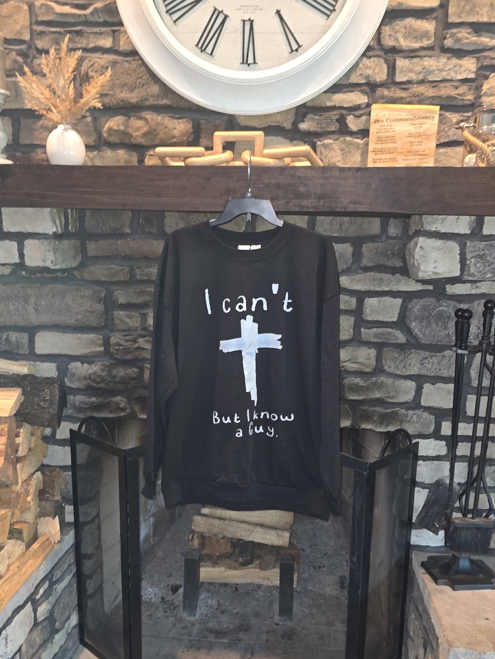 I Can't Cross Graphic Crewneck Sweatshirt - Black
